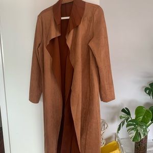 Faux leather long blazer